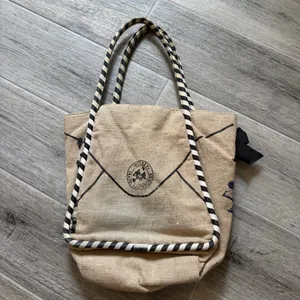 Disney Beige and Black Patch Canvas Tote with Striped Handles thumbnail 2