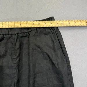 Quince Black 100% European Linen Elastic Waist Wide Leg Cropped Pants Small thumbnail 4