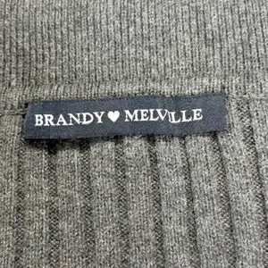 Brandy Melville Gray‎ Ribbed Crop Button Cardigan Sweater Raw Hem XS/S Stretch thumbnail 6