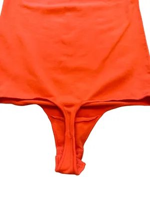 Skims Seamless Sculpt Thong Short Sleeve Bodysuit Bright Orange Size Small Med thumbnail 9