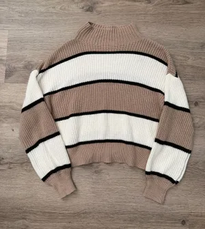 Striped mock neck sweater SHEIN thumbnail 1