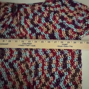 Handmade Crochet Cardigan Short Sleeve Multi Color Variegated Boho Bolero Hippie thumbnail 4
