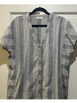 Pehr 100% Organic Cotton Coastal Stripe Caftan Kaftan Waist Mama Denim L/XL thumbnail 6