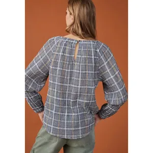 Anthro‎ Pilcro Shari Plaid Smocked Blouse Cottagecore Boho Top Sz M thumbnail 13