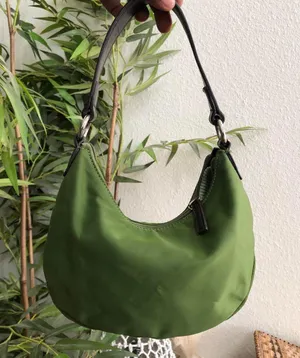 Tommy Hilfiger Unique Green large monogram print shoulder hand bag purse- preppy, schoolgirl, collegiate, academia Approx 9.5” wide x 5.5” tall Great preloved condition thumbnail 3