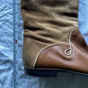 Vintage M Giovanni Z Women’s Leather Long Boots Brown Heel Western Sz 7 Italy thumbnail 5
