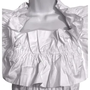 DO + BE White Ruffle Off/On the Shoulder Smocked Crop Top NWT Size Small‎ thumbnail 4