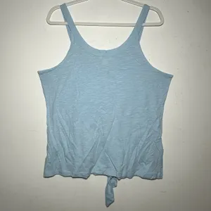 CASLON women's Blue Button Front Tie Front Tank Top Size L Cotton‎ Modal thumbnail 2