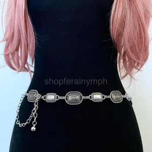 Silver Y2K Western Concho Link Chain Belt, Fits 26 to 38.5 Inches, X7GA1326 thumbnail 2