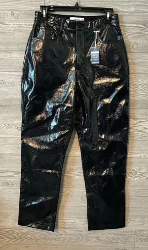 Abercrombie & Fitch Curve Love 90s Straight Ultra High Rise Patent Leather Pants thumbnail 1