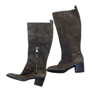 Nine West Knee High Brown Suede Almond Toe Boots size 7 nwolette thumbnail 1