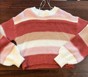 Altar'd State Striped Sweater - Pink, Cream, Tan thumbnail 1