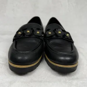 Kate Spade Karisa Black Leather Floral Studded Loafers Womens 5.5M Slip On Shoes thumbnail 8