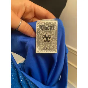 Vocal Apparel Y2K Royal Blue Rhinestone Tunic Tank Top - Handkerchief Hem thumbnail 4