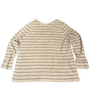 J. Jill women’s ribbed textured V neck tunic top gray patch pockets striped Sz L thumbnail 3