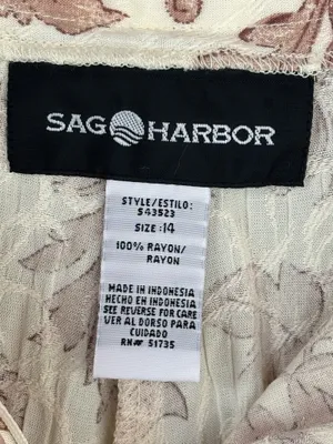 Sag Harbor Women's Size 14 Cream & Tan Floral Casual Straight Leg Pants Cottage thumbnail 7