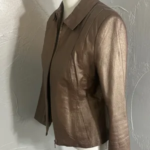Outfit JP Metallic Brown Leather Jacket with Sheen – Size S thumbnail 4