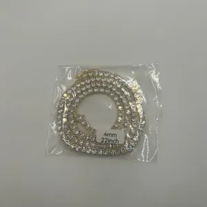4mm VVS1 Moissanite Tennis Chain Necklace Real Gold - Men Women 22 Inch No Pass thumbnail 2