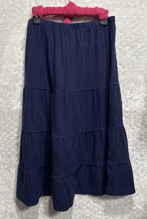 Chelsea & Theodore Skirt Womens M Tiered Purplish Blue Midi Cottage Prairie Core thumbnail 1