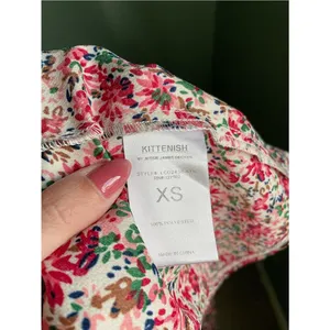 Kittenish Sweetheart Slip Cinched Midi Slide Slit Dress Ditsy Floral Size XS thumbnail 8