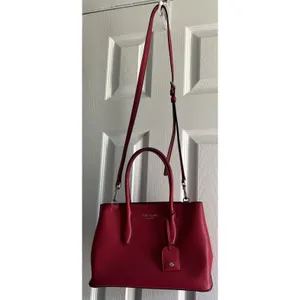 Kate Spade New York Red Leather Satchel Top Handle Crossbody Bag Medium thumbnail 2