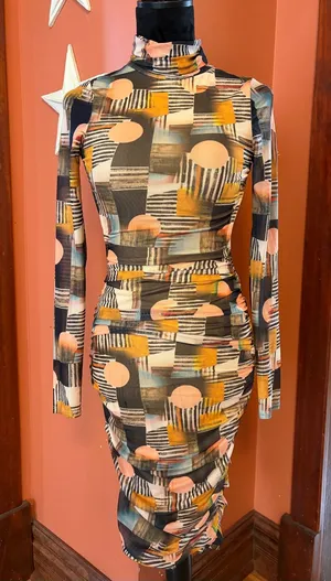 AKIRA Abstract Geometric Midi Dress thumbnail 1