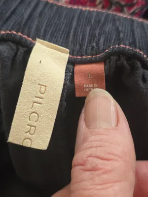 Pilcro "The Cottage" Black Drawstring Waist Pants with Coral Stitching L thumbnail 4