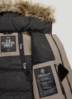 Aritzia Tna The Powder Parka Mid Length Jacket Modern Taupe Goose Down SMALL. thumbnail 11