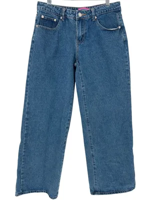 Edikted Wide Leg Denim Jeans Women's Size Medium‎ Blue 100% Cotton EUC thumbnail 1