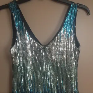 As You Wish Blue Silver Ombré Sequin Mini Dress XS Y2K Party Club NYE thumbnail 3