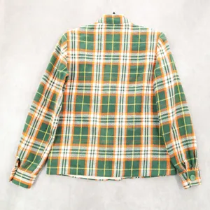 Green Flannel Plaid Long Sleeve Shacket Jacket‎ Western VTG Coat Button Up Small thumbnail 2