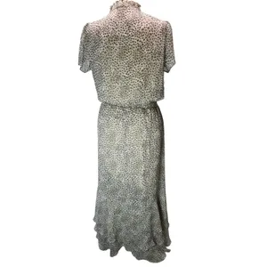 Lovestitch Leopard Print High Low Maxi Dress Brown Tan Smocked Waist Medium thumbnail 3