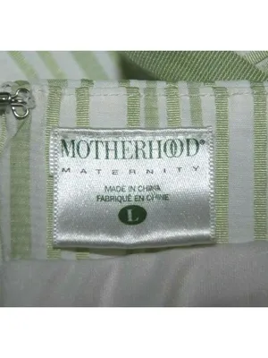 Motherhood Maternity Green & White Striped Sleeveless Empire Waist Dress Size L thumbnail 8