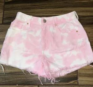 Pink Tie Dye Jean Shorts thumbnail 1