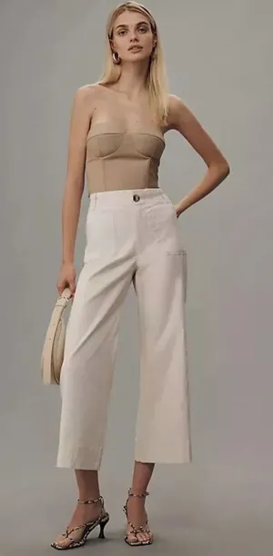 Anthropologie The Colette Cropped Wide-Leg Pants by Maeve thumbnail 1