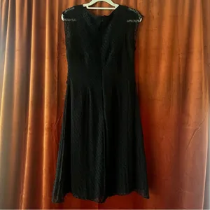Adrianna Papell Black Silk Textured Fit & Flare Tie Front Dress Size 6 thumbnail 6