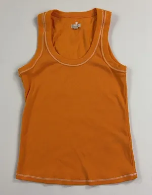Anthropologie Pilcro Tank Top Womens Medium Orange Scoop Neck Ribbed Knit Basic thumbnail 1
