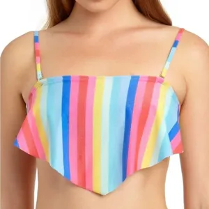 California Waves Women's Size Medium Shiny Handkerchief Bikini Swim Top Rainbow‎ thumbnail 1
