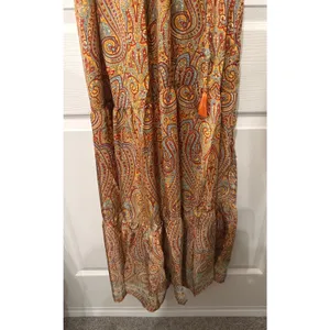 NWOT Rhea Made in India Silk Blend Paisley Halter Maxi Dress Boho Festival, S thumbnail 4