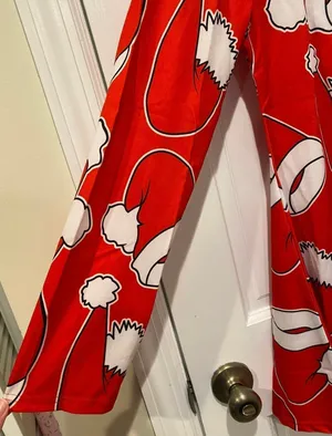 Boutique Meaneor Santa Hats Holiday Long Sleeve Christmas Dress in Red/White - Large NWT thumbnail 6