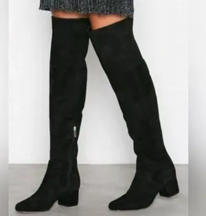 Sam Edelman Women's Vinney Boot Size 7 Block Heel Tall Black Stretch thumbnail 1
