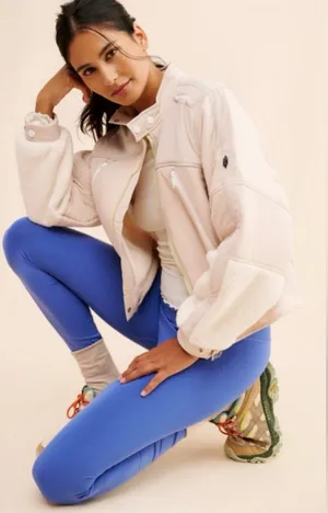 Free People NWT On Your Mark Moto Fleece Jacket thumbnail 1
