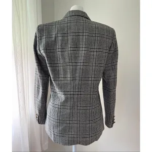 Vintage Y2K Petite Haberdashery Black & White Wool Houndstooth Plaid Blazer thumbnail 6