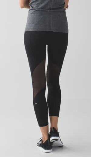 Lululemon All Meshed Up 7/8 Tight in Black Size 8 Athletic Running Leggings Mesh thumbnail 1