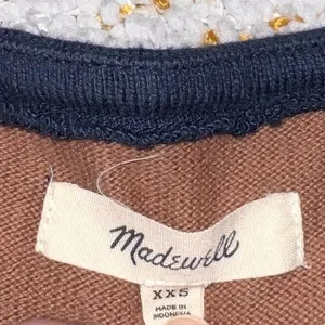 Madewell Luxe Long Sleeve Striped Navy & Brown Top Size XXS thumbnail 8