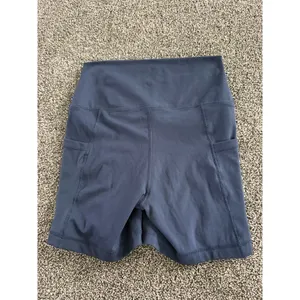 Yogalicious Lux Biker Shorts Womens M Navy Blue High Waist 5in Pockets thumbnail 3