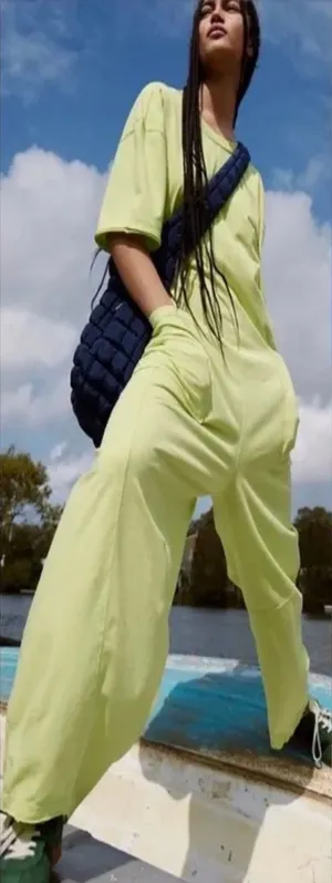 Free People Jumpsuit Wide-Leg Yellow/Green thumbnail 1
