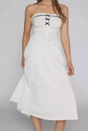 NWOT urban outfitters strapless white midi dress with eyelets thumbnail 1