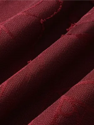 Rihoas Wine Red Square Neck Jacquard Mini Dress thumbnail 8