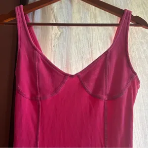 Aerie Ribbed Corset Bodycon Mini Dress‎ in Hot Pink Neon Size M thumbnail 4